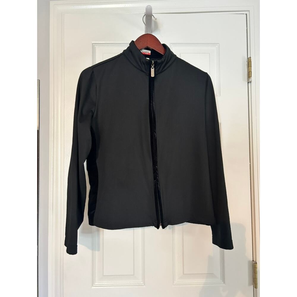Danskin Now Womens Large Black Zip Up Jacket Stretch Athletic Yoga Activewear